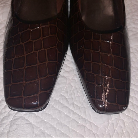 NORDSTROM brand size 11.5 faux crocodile brown leather heel brand new not worn - Picture 4 of 13